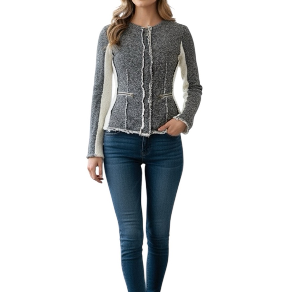 Anthropologie DREW Terry Snap Jacket‎ Sz XS Two Tone